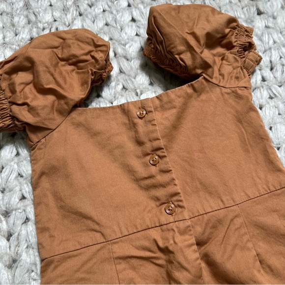 Janie & Jack 2T Romper Brown with Puffed Sleeves - Picture 9 of 12